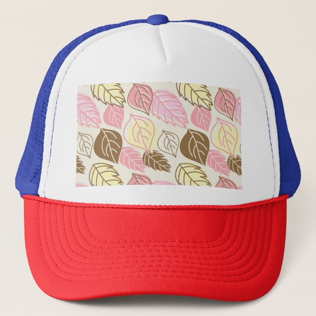 Boné Autumn Splendor: Leaf Seamless Pattern (Frente)