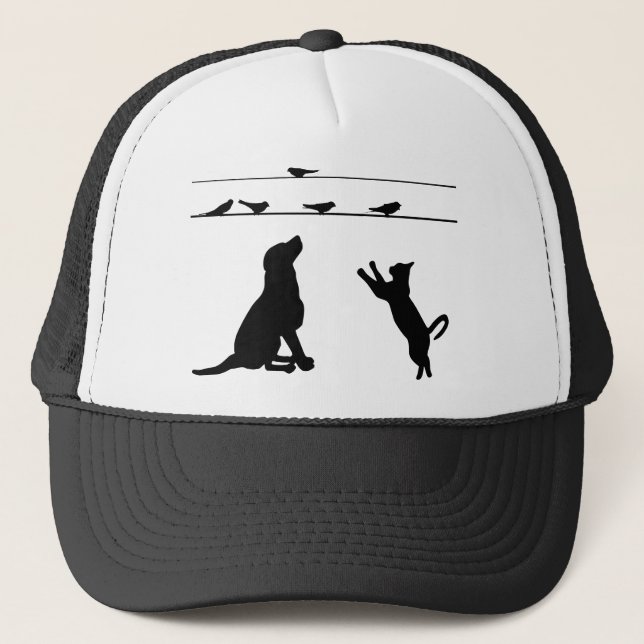Boné Aves De Cães Gatos Silhouettes Fios Fios Animais D (Frente)