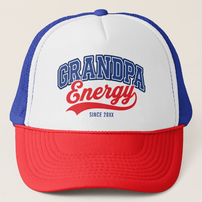 Boné Avô Energia Vermelho Azul Retro Desde Design (Frente)