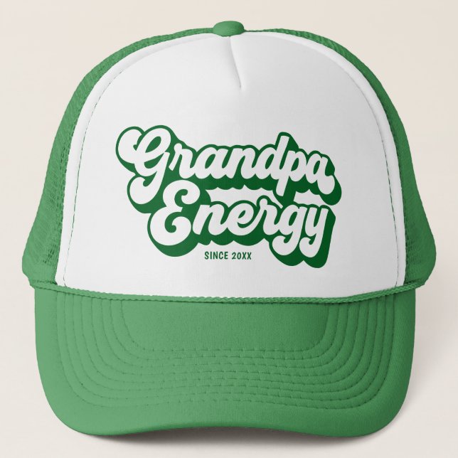 Boné Avô Verde Energia Retro Desde o Ano de Design (Frente)