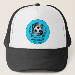 Boné Azul e Preto Personalizado Futebol Texto Personali