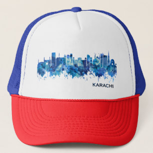 Boné Azul Skyline Karachi Paquistão
