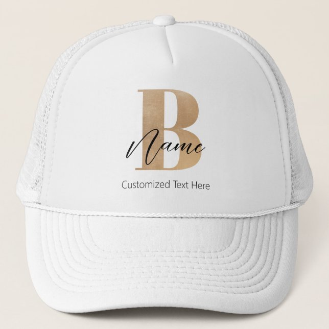 Boné B e Nome Iniciais Monogramados Modernos Personaliz (Frente)