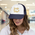 Boné Bachelorette do Coração da Dourada Tribo Bride<br><div class="desc">Apresentando o texto da moda dourada e um coração dourado bonito. Projetado por Thisnotme©</div>