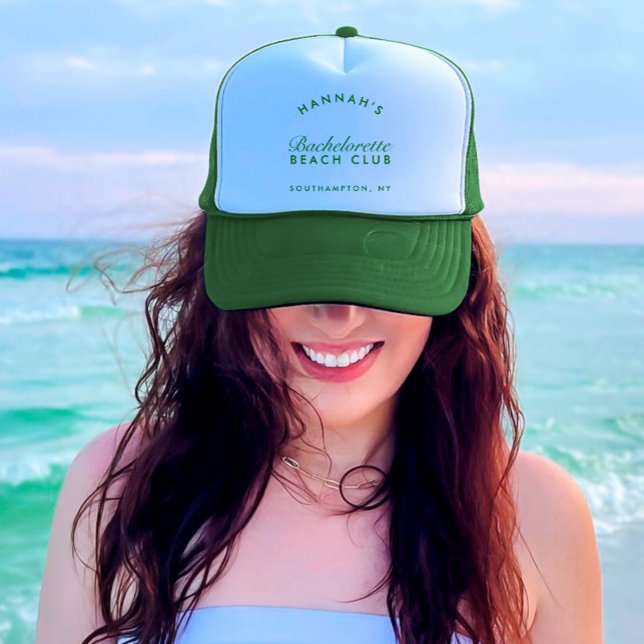 Boné Bachelorette Verde Moderna (Retro Modern Green Bachelorette Trucker Hat)
