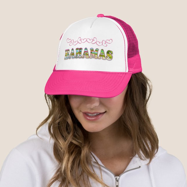 Boné Bahamas Tipografia Corações Rosa Souvenir (In Situ)
