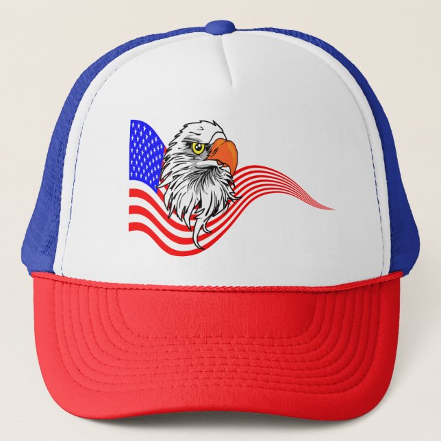 Boné Bald Eagle American Flag Patriotic Art (Frente)