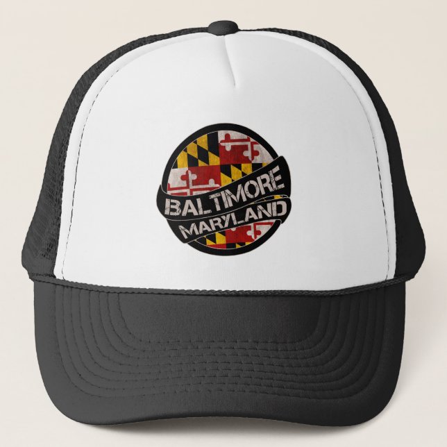 Boné Baltimore Maryland flag grunge trucker hat (Frente)