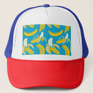 Boné Bananas amarelas, padrão de fundo azul