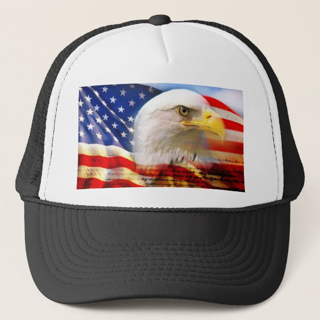 Boné Bandeira americana com águia americana (Frente)