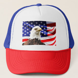 Boné Bandeira Americana com Águia Careca
