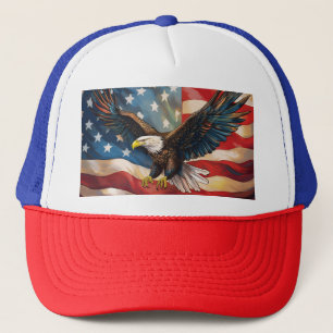 Boné Bandeira Americana com Águia Careca