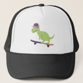 Boné Bandeira Americana Dinosaur Skateboard