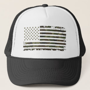 Boné Bandeira Americana em Cores de Camuflagem Militar