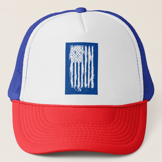 Boné Bandeira Americana Envelhecida Branca (Frente)