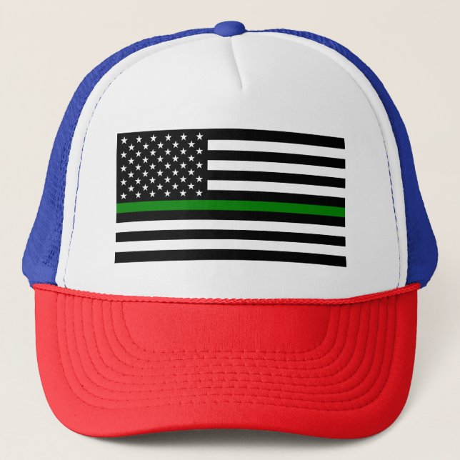 Boné Bandeira Americana Thin Green Line Militares e Vet (Frente)