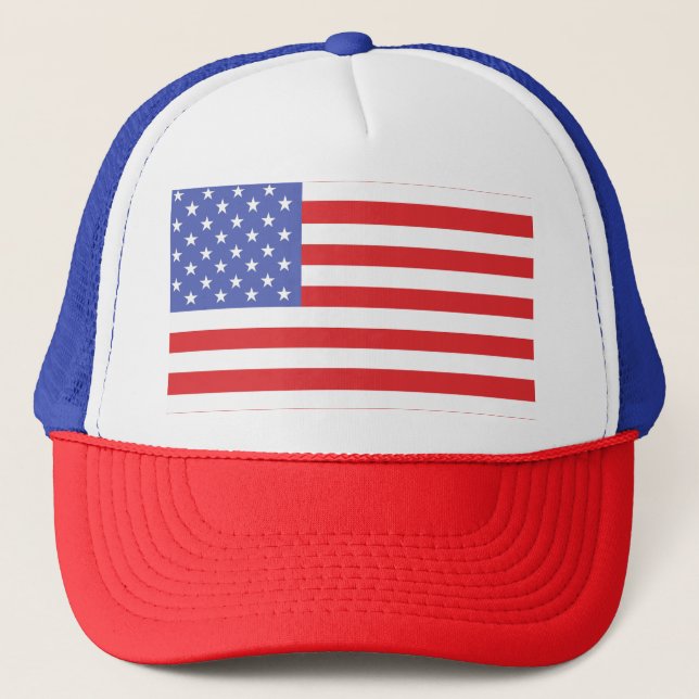 Boné Bandeira Americana Vermelha, Branca e Azul Patriót (Frente)