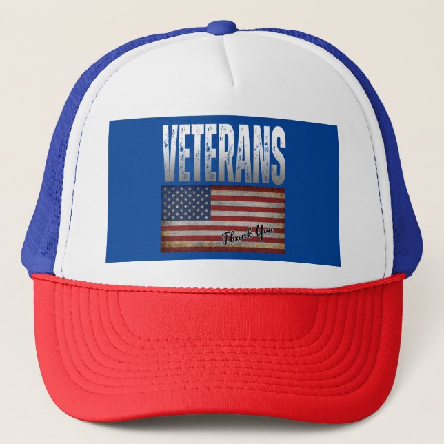 BONÉ BANDEIRA AMERICANA VETERANOS OBRIGADO 4 DE JULHO  (Frente)