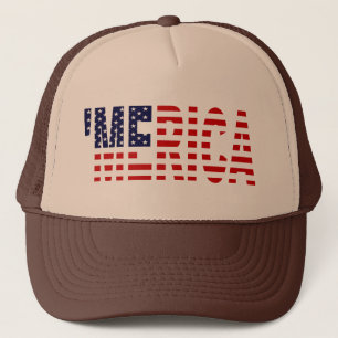 Boné 'Bandeira Brown de Merica E.U. & chapéu do