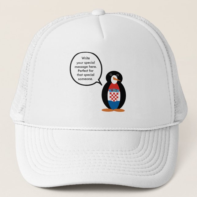 Boné Bandeira Croata Conversando Sra. Penguin Personali (Frente)
