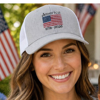 Boné Bandeira da América de 1776 a 2026 250º Aniversári