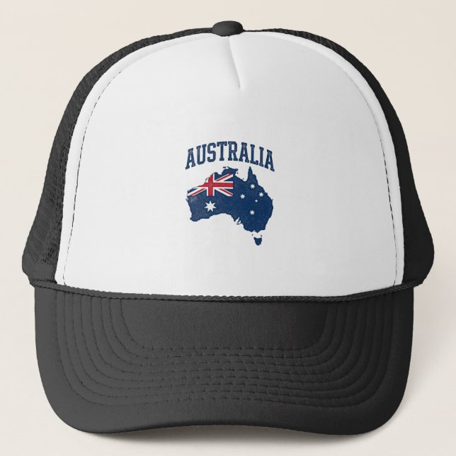 Boné Bandeira da Austrália Mapa Gráfico Antigo Maltrata (Frente)
