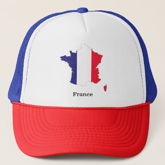 Boné Bandeira da França no Design de Souvenir de Mapa (Frente)