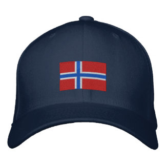 Boné Bandeira da Noruega bordada em lã achatada
