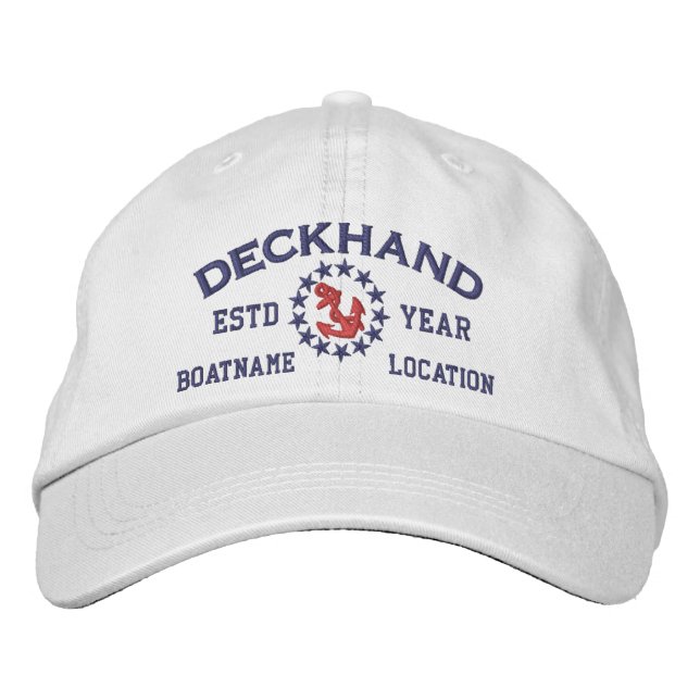 Boné Bandeira de Yacht Deckhand personalizável com ANO  (Frente)