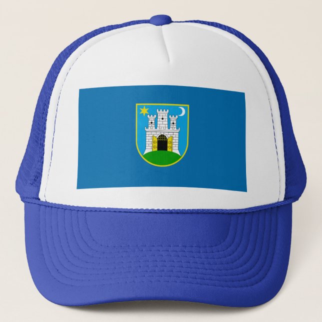Boné Bandeira de Zagreb, Croácia Trucker Hat (Frente)