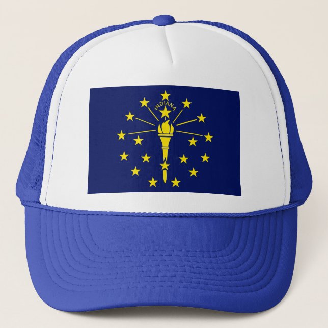Boné Bandeira do Estado de Indiana de Tocha Azul e Dour (Frente)