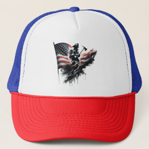 Boné Bandeira dos Estados Unidos. Bombeiro