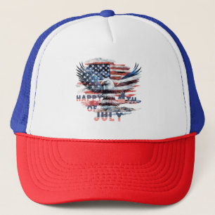 Boné Bandeira e águia dos Estados Unidos.4 de julho. In