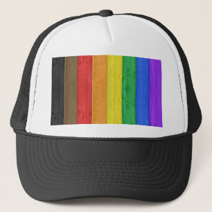 Boné bandeira gay inclusiva de madeira preta SlipperyJo