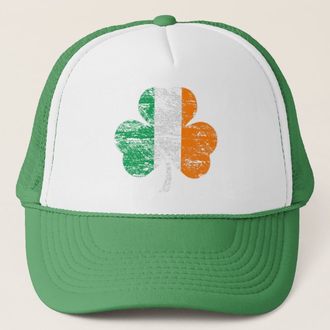 Boné Bandeira Irlandesa Incomodada Shamrock Trucker Hat (Frente)