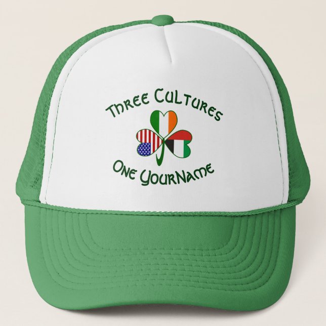 Boné Bandeira Personalizada UAE Irlanda EUA Shamrock (Frente)