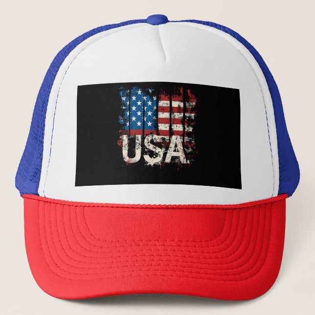Boné Bandeira Retro-Americana EUA 4 de julho (Frente)
