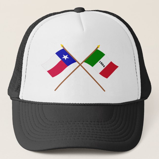 Boné Bandeiras cruzadas de Texas e de Alamo (Frente)