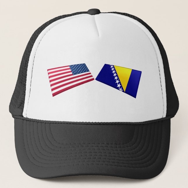 Boné Bandeiras dos E.U. & da Bósnia e da Herzegovina (Frente)