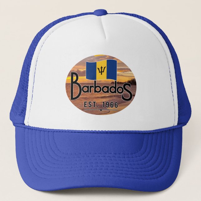 Boné "Barbados Est. Sunset De 1966" Com Bandeira De Bar (Frente)