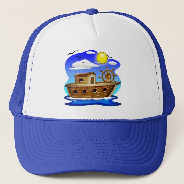 Boné Barco de Pesca Cartoon (Frente)