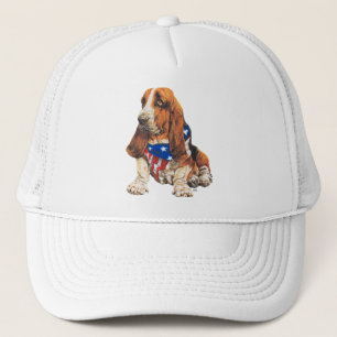 Boné Basset Hound Patriótico Americano