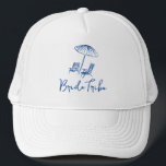 Boné Beach Bachelorette weekend coastal<br><div class="desc">Bachelorette weekend bride tribe hat,  featuring hand drawn beach chairs and umbrella. Easy to change for any party.</div>