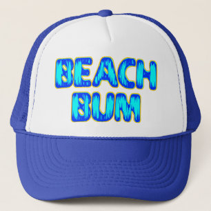 Boné Beach Bum Engraçado Slogan em Azul