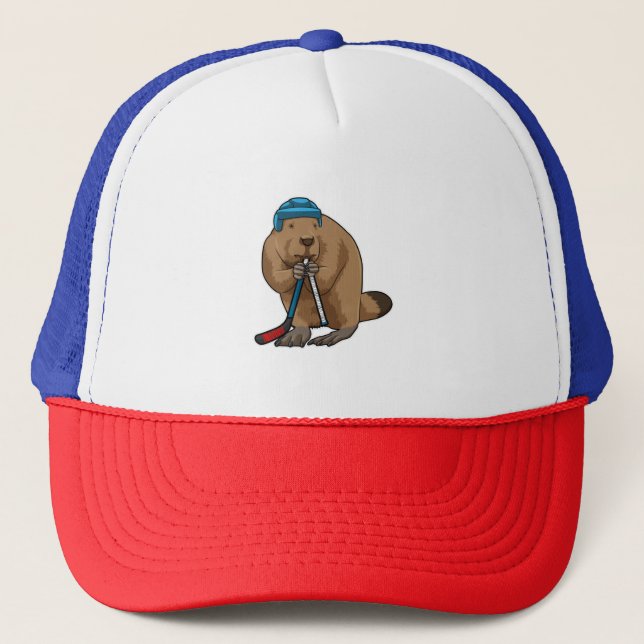 Boné Beaver no hóquei no gelo com bastão de hóquei no g (Frente)