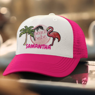 Boné Bebê da Praia Rosa Adesivo de Moda Presente