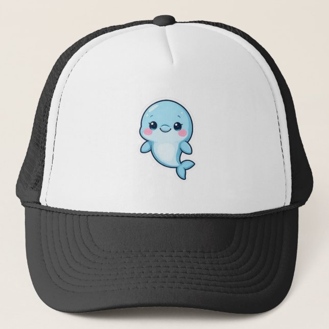 Boné Bebê Golfinho Azul Kawaii (Frente)