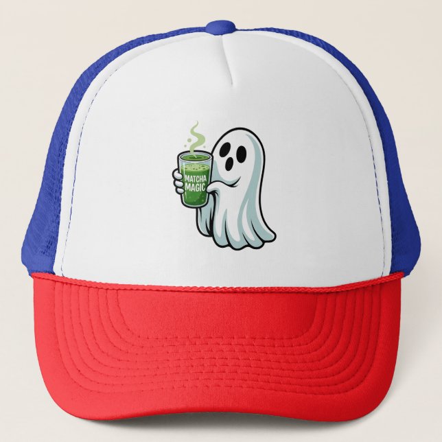 Boné Bebendo Fantasma do Spookie Halloween Matcha Drink (Frente)