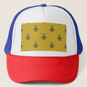 Boné Bee Haven: Padrão Amarelo Vintage