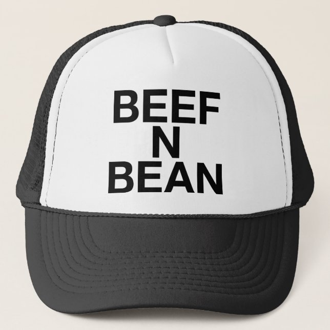 Boné BEEF N BEAN, slogan de chapéu de caminhoneiro (Frente)